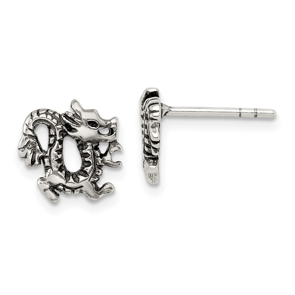 Sterlingsilber Antikisiert Drache Ohrstecker