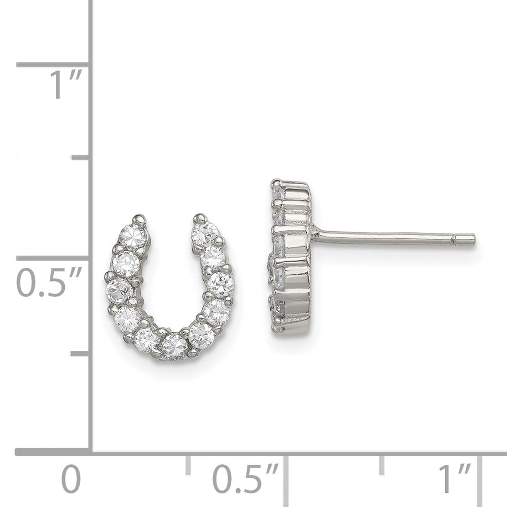 Sterlingsilber Rhodiniert Zirkonia Hufeisen Ohrstecker