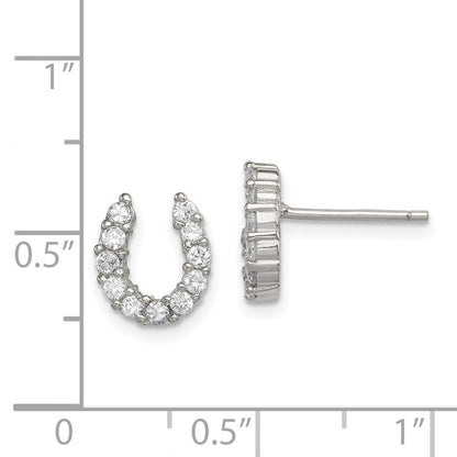 Sterlingsilber Rhodiniert Zirkonia Hufeisen Ohrstecker