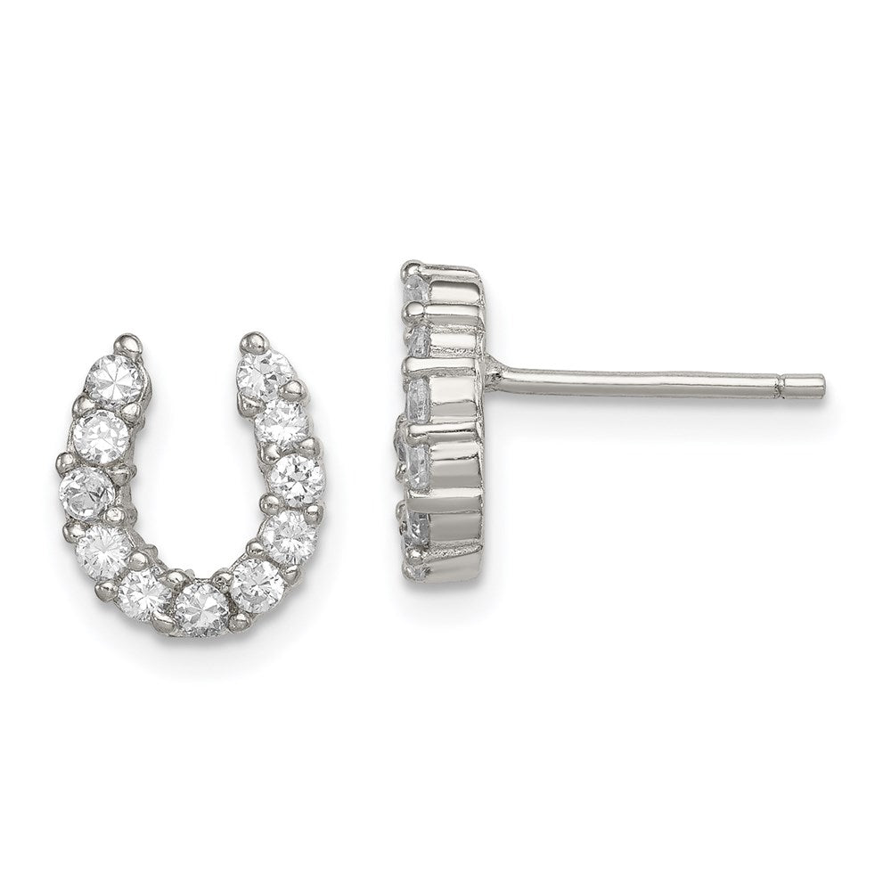 Sterlingsilber Rhodiniert Zirkonia Hufeisen Ohrstecker