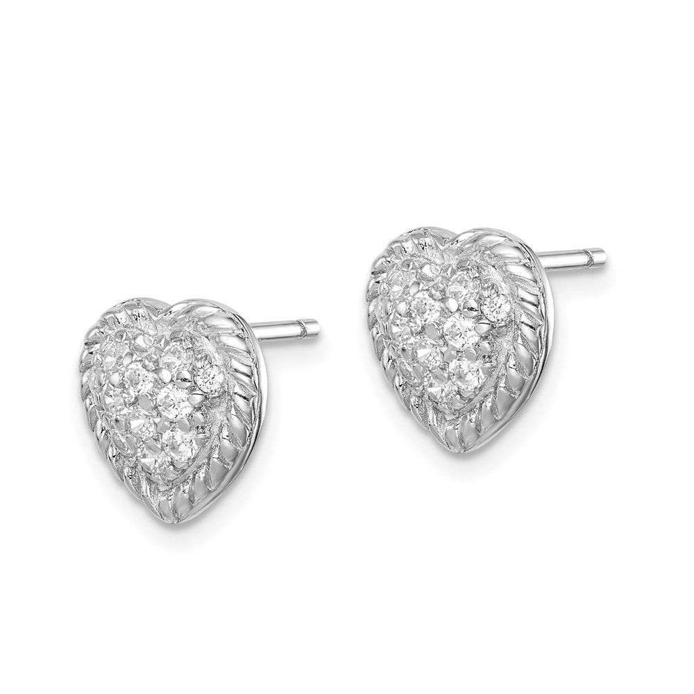 Sterlingsilber Rhodiniert Zirkonia Herz Ohrstecker