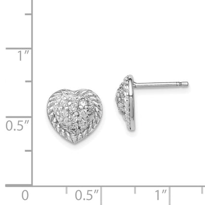 Sterlingsilber Rhodiniert Zirkonia Herz Ohrstecker