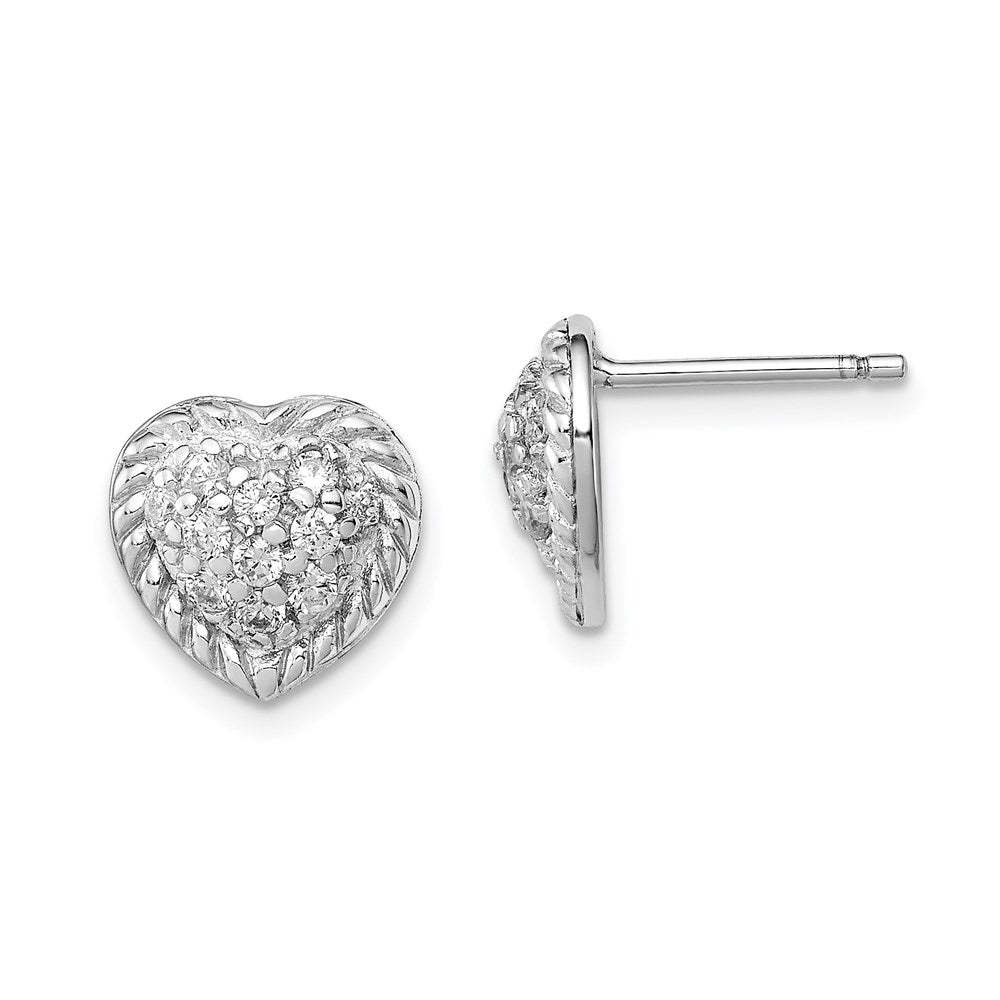 Sterlingsilber Rhodiniert Zirkonia Herz Ohrstecker