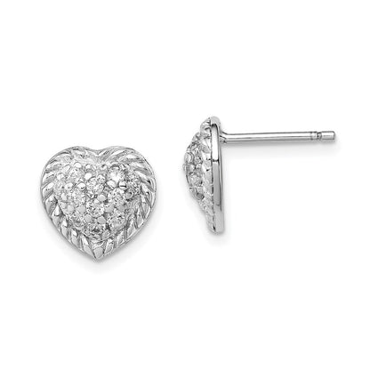 Sterlingsilber Rhodiniert Zirkonia Herz Ohrstecker