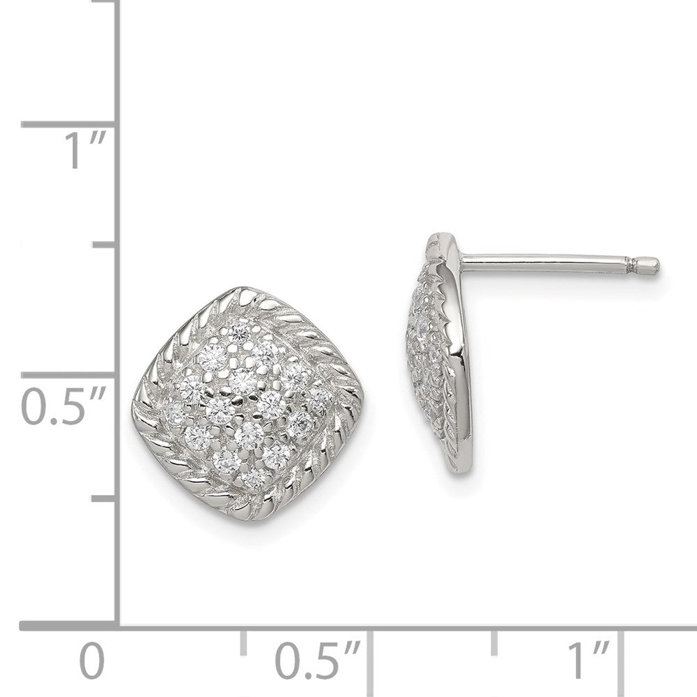 Sterlingsilber Quadratisch Zirkonia Ohrstecker