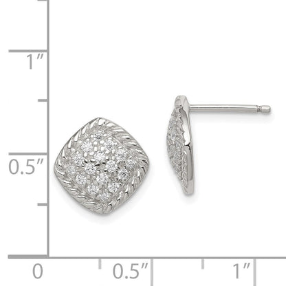 Sterlingsilber Quadratisch Zirkonia Ohrstecker