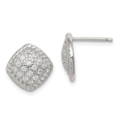 Sterlingsilber Quadratisch Zirkonia Ohrstecker