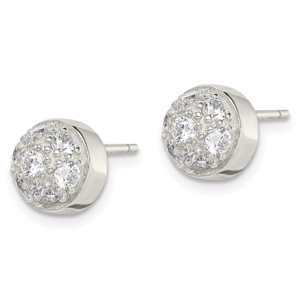 Sterlingsilber Rhodiniert Poliert Zirkonia Halb Kugel Ohrstecker