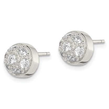 Sterlingsilber Rhodiniert Poliert Zirkonia Halb Kugel Ohrstecker