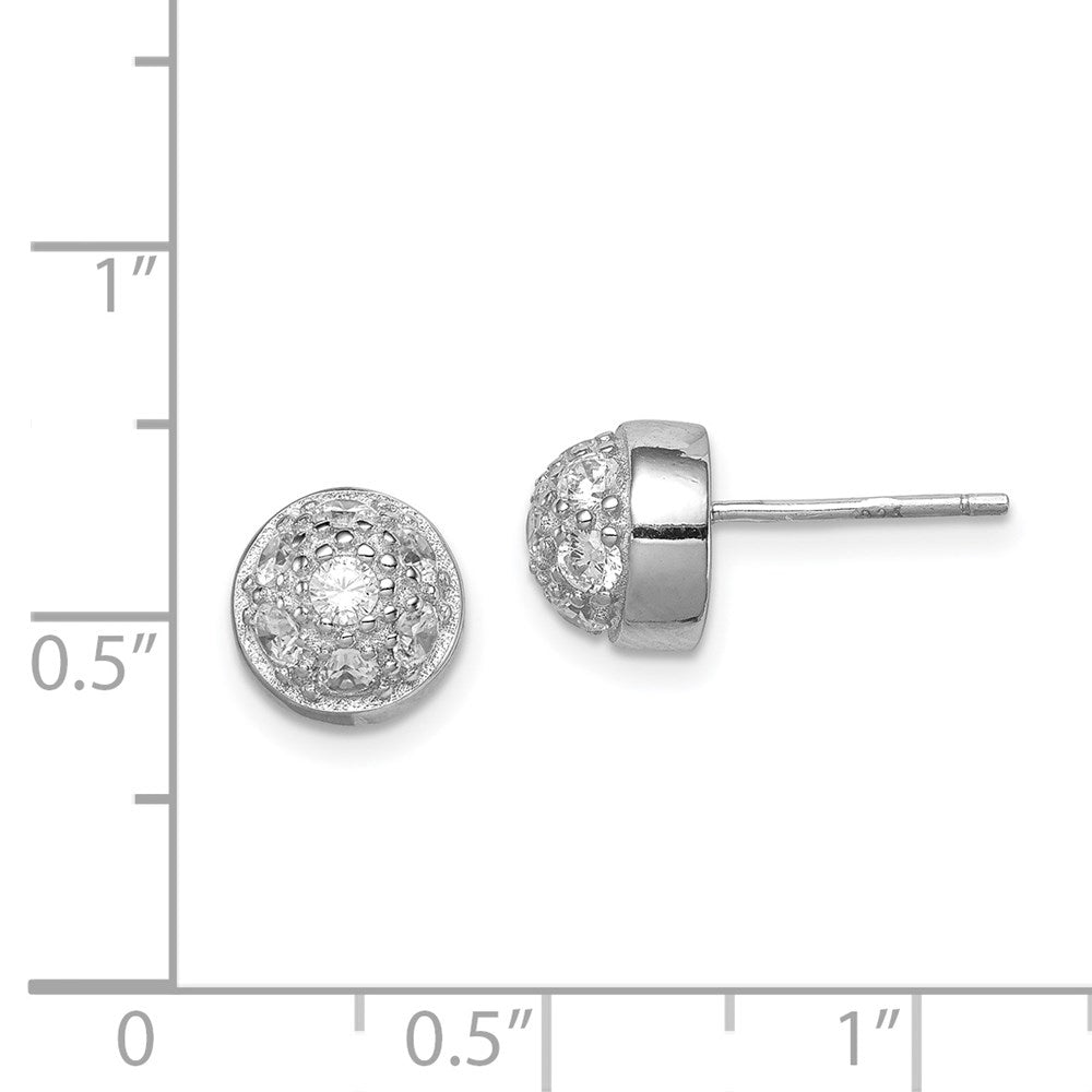 Sterlingsilber Rhodiniert Poliert Zirkonia Halb Kugel Ohrstecker