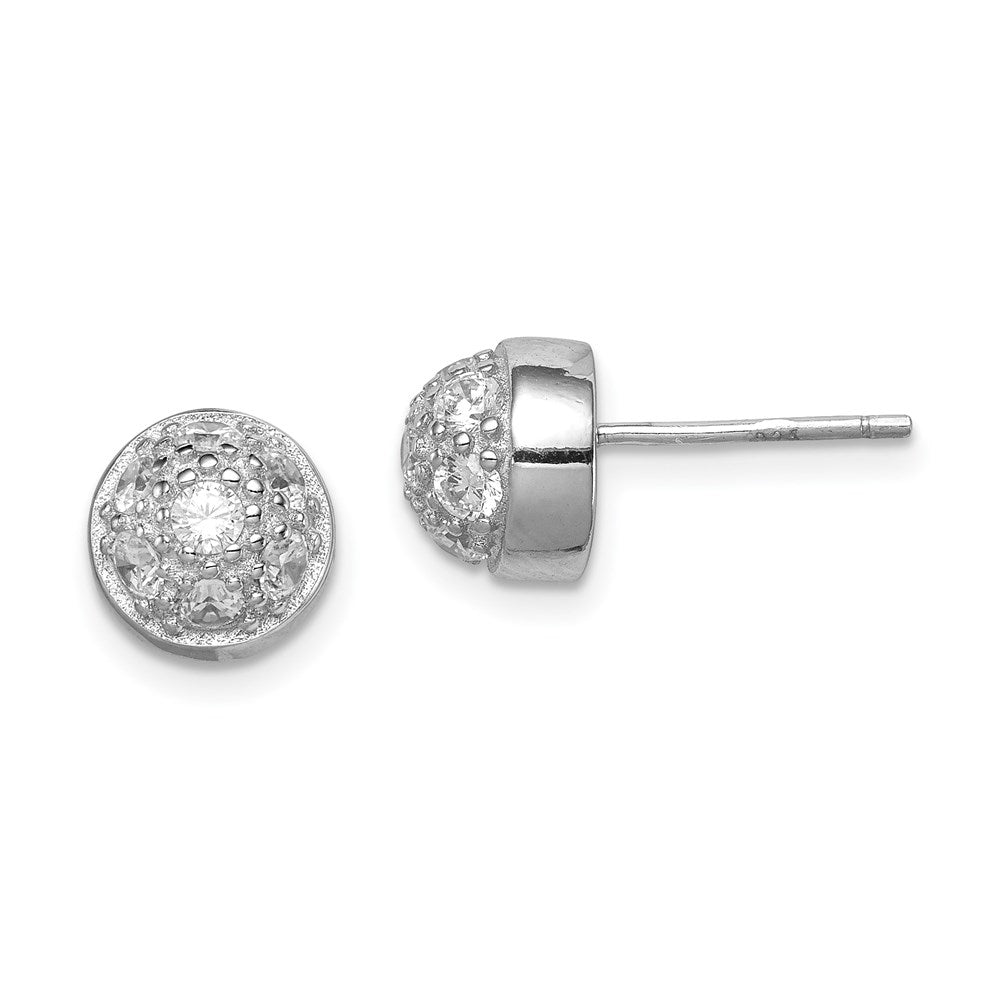 Sterlingsilber Rhodiniert Poliert Zirkonia Halb Kugel Ohrstecker