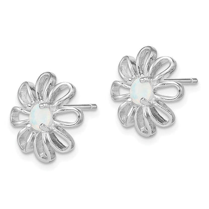 Sterlingsilber Rhodiniert Erzeugt Opal Gänseblümchen Ohrstecker