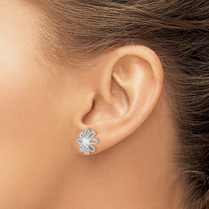 Sterlingsilber Rhodiniert Erzeugt Opal Gänseblümchen Ohrstecker