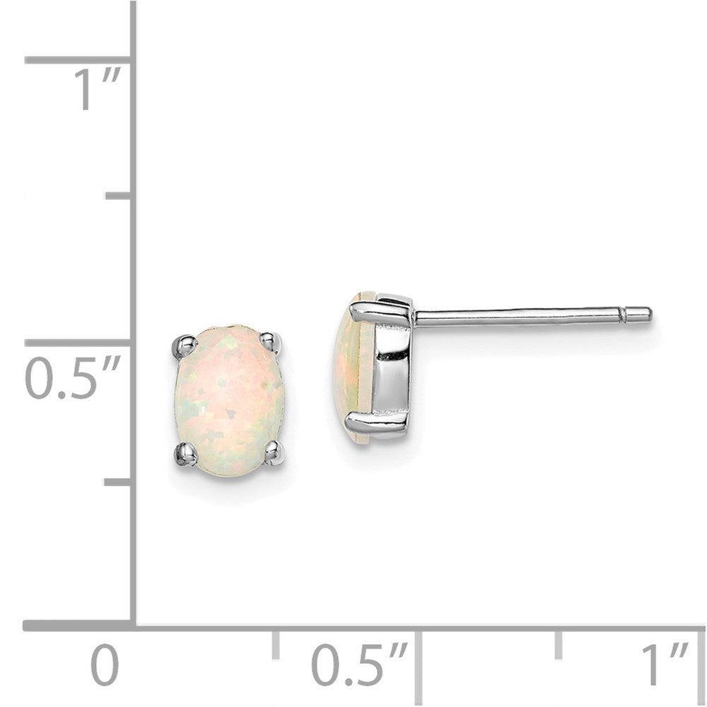 Sterlingsilber Rhodiniert Erzeugt Opal Ohrstecker