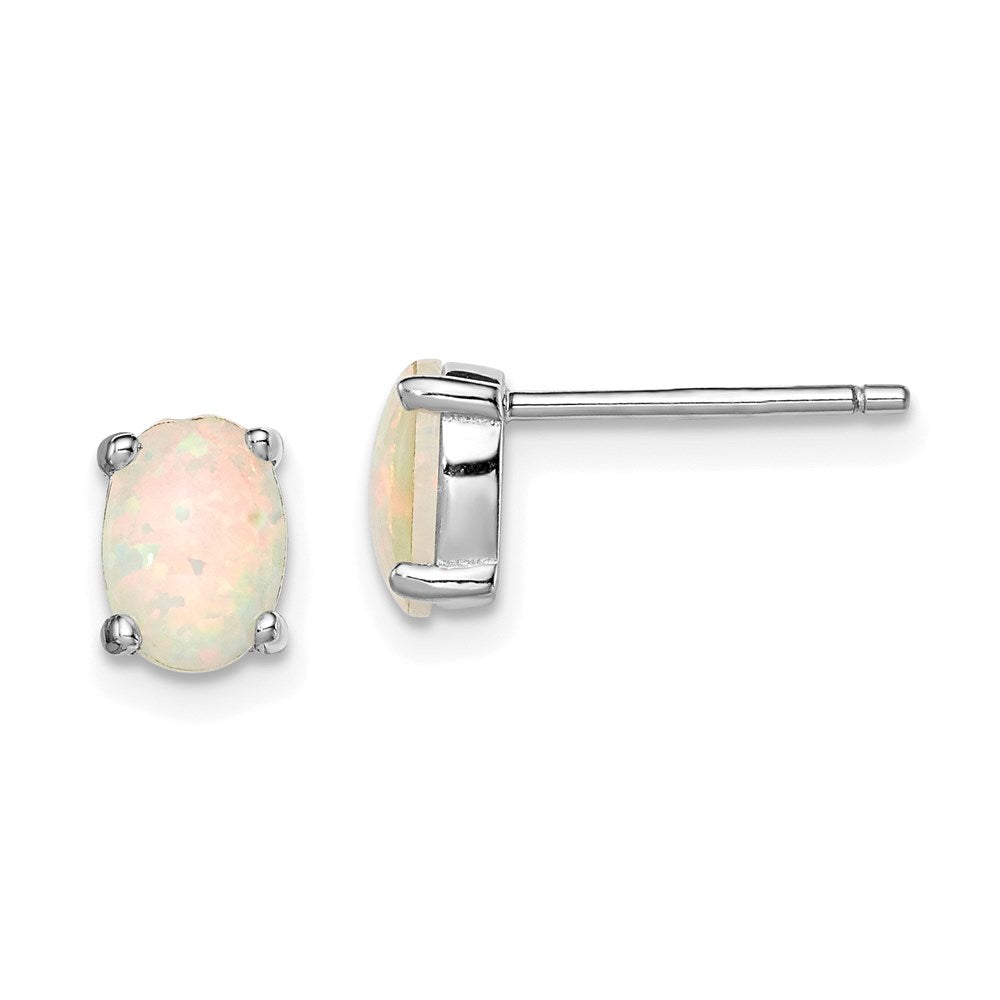 Sterlingsilber Rhodiniert Erzeugt Opal Ohrstecker