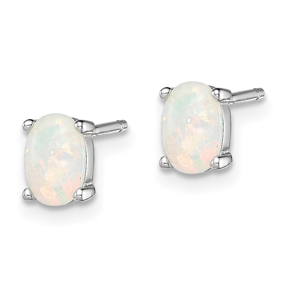 Sterlingsilber Rhodiniert Erzeugt Opal Ohrstecker