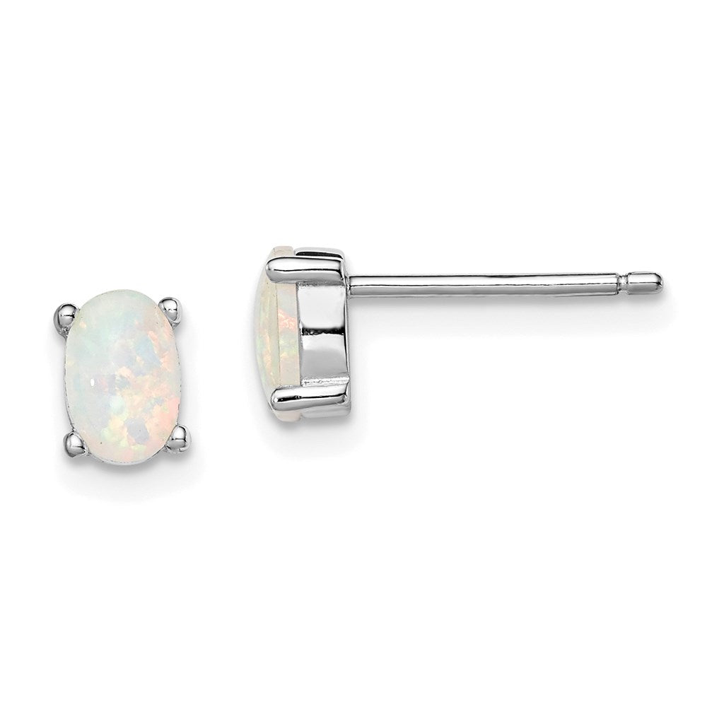 Sterlingsilber Rhodiniert Erzeugt Opal Ohrstecker