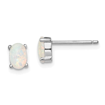 Sterlingsilber Rhodiniert Erzeugt Opal Ohrstecker