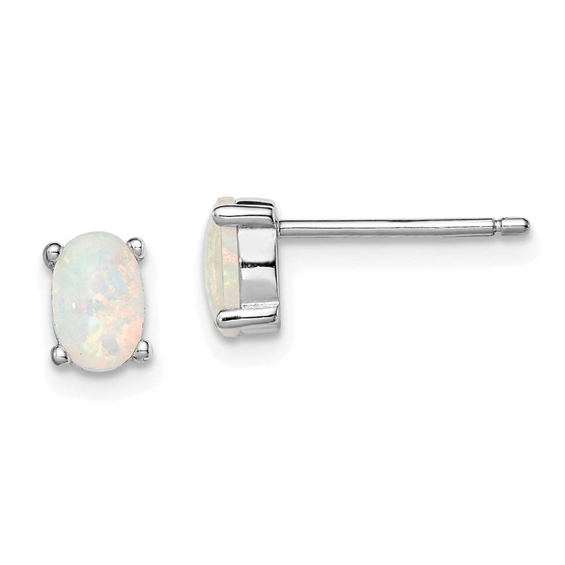 Sterlingsilber Rhodiniert Erzeugt Opal Ohrstecker