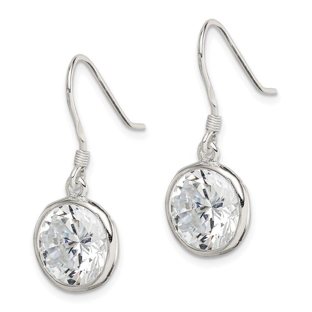 Sterlingsilber Poliert 11mm Rund Zirkonia Zargenfassung Set Ohrhänger