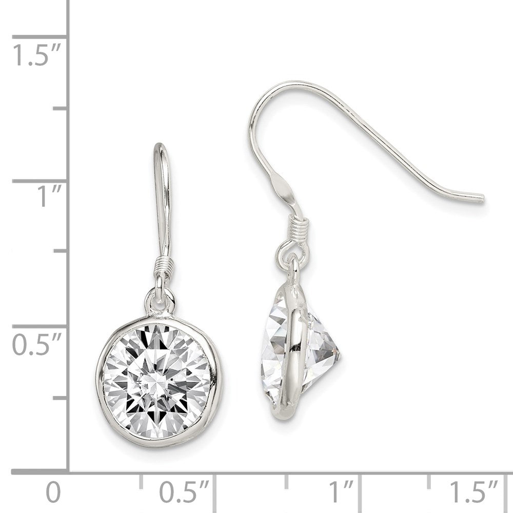 Sterlingsilber Poliert 11mm Rund Zirkonia Zargenfassung Set Ohrhänger