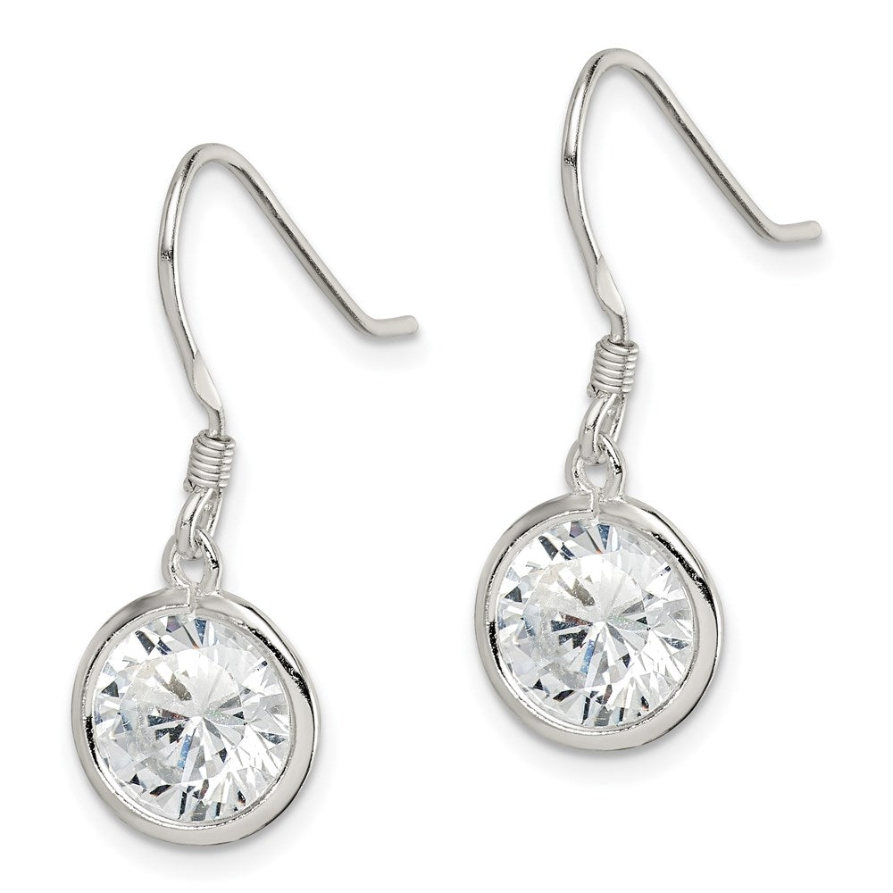 Sterlingsilber Rhodiniert 10mm Rund Zirkonia Zargenfassung Set Ohrhänger