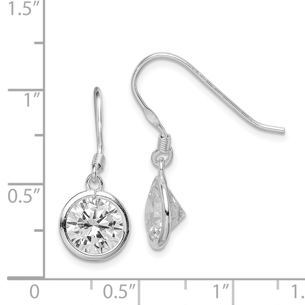 Sterlingsilber Rhodiniert 10mm Rund Zirkonia Zargenfassung Set Ohrhänger