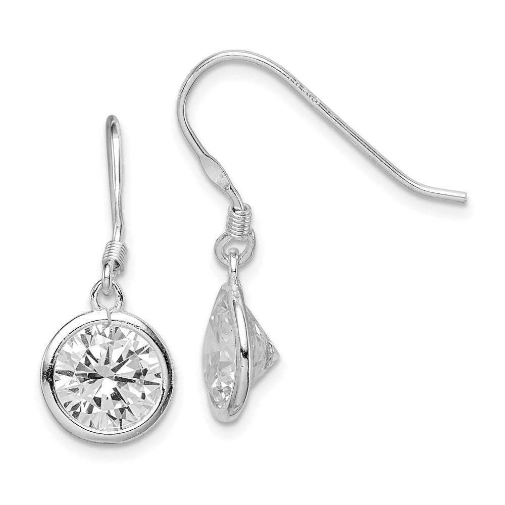 Sterlingsilber Rhodiniert 10mm Rund Zirkonia Zargenfassung Set Ohrhänger