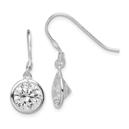 Sterlingsilber Rhodiniert 10mm Rund Zirkonia Zargenfassung Set Ohrhänger