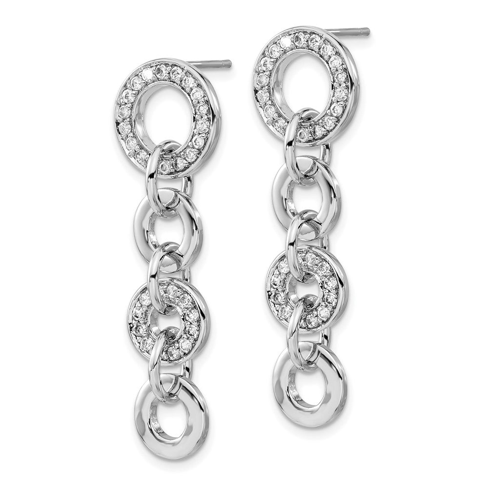 Sterlingsilber Poliert Zirkonia Kreis Stecker Ohrhänger