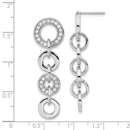 Sterlingsilber Poliert Zirkonia Kreis Stecker Ohrhänger