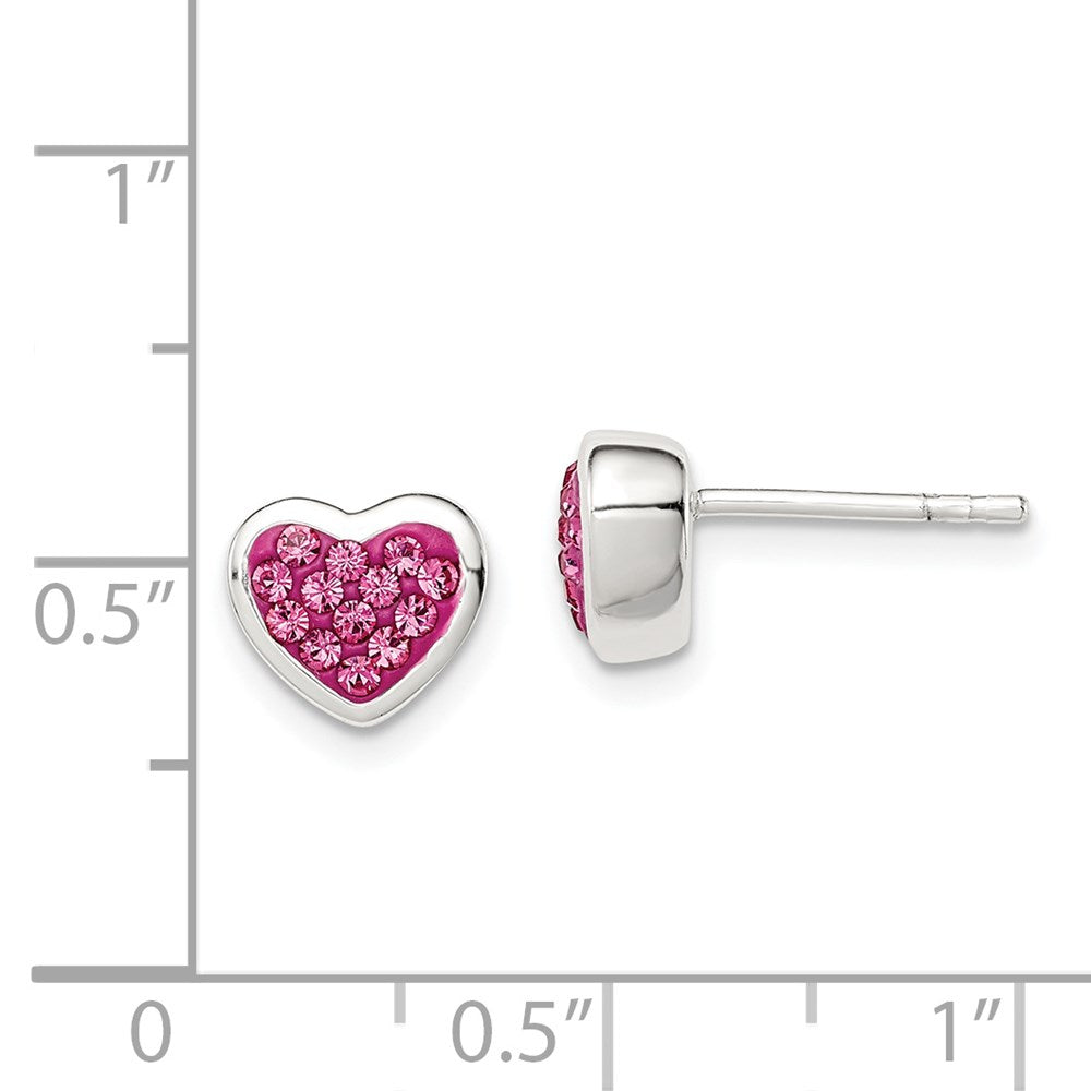 Sterlingsilber Rhodiniert Poliert Rosa Zirkonia Herz Ohrstecker