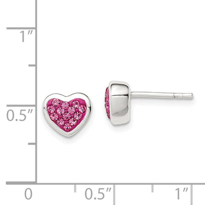 Sterlingsilber Rhodiniert Poliert Rosa Zirkonia Herz Ohrstecker