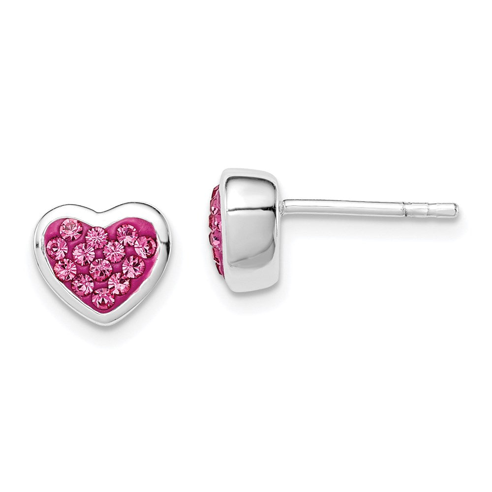 Sterlingsilber Rhodiniert Poliert Rosa Zirkonia Herz Ohrstecker