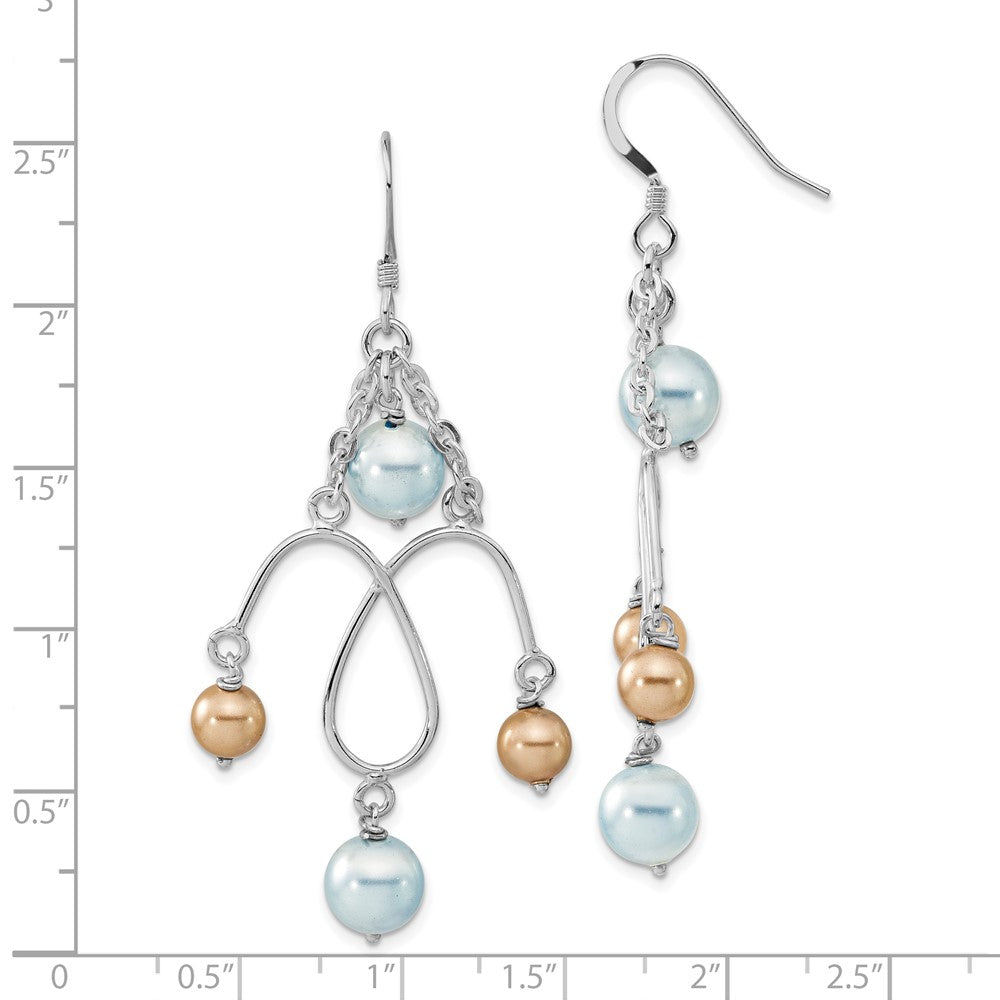 Sterlingsilber Poliert Blau & Champagne Synthetisch Perle Ohrhänger