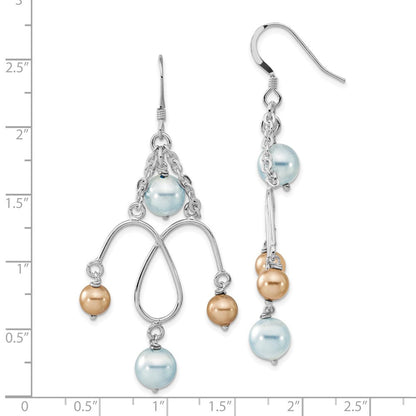 Sterlingsilber Poliert Blau & Champagne Synthetisch Perle Ohrhänger