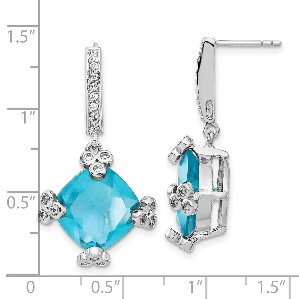 Sterlingsilber Blau & Klar Zirkonia Stecker Ohrhänger