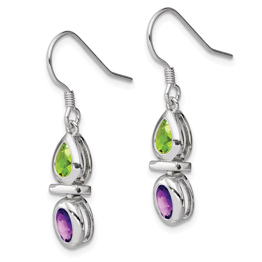 Sterlingsilber Rhodiniert Peridot und Amethyst Ohrhänger