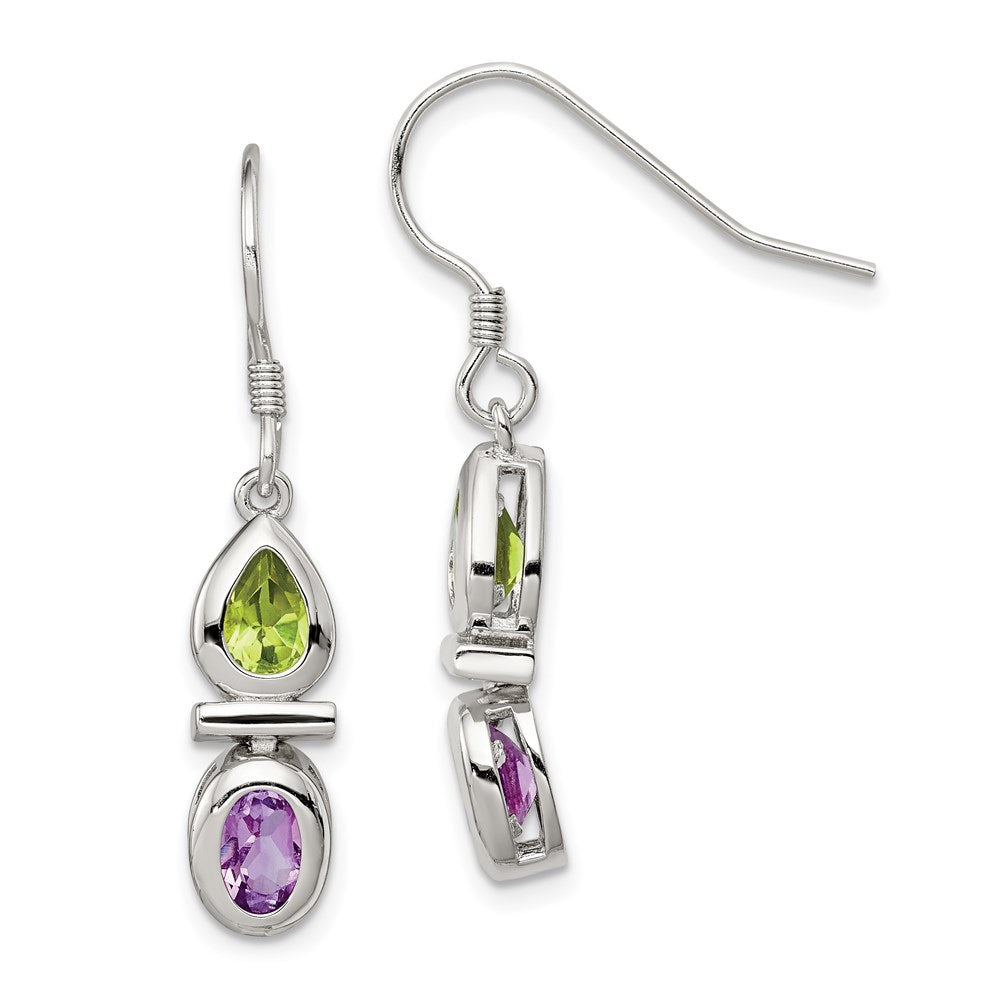 Sterlingsilber Rhodiniert Peridot und Amethyst Ohrhänger