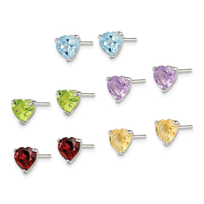 Sterlingsilber Rhodiniert Edelstein Stecker Ohrring Set