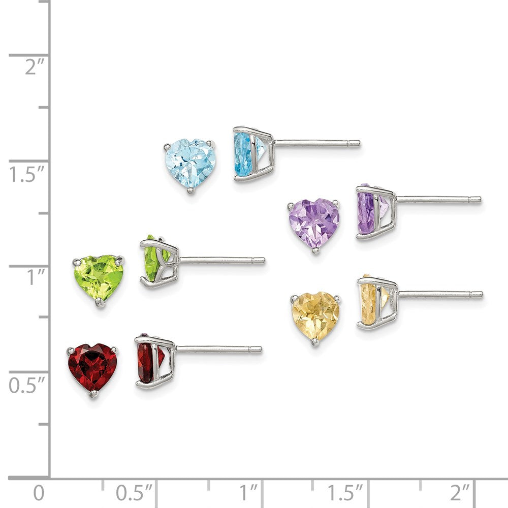 Sterlingsilber Rhodiniert Edelstein Stecker Ohrring Set