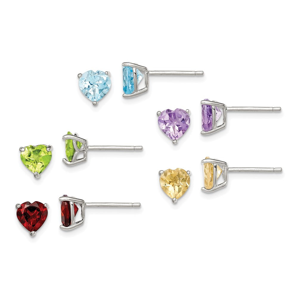 Sterlingsilber Rhodiniert Edelstein Stecker Ohrring Set