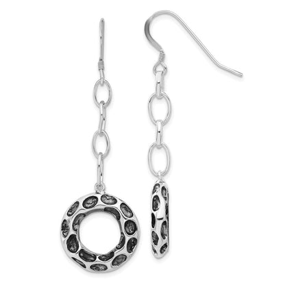 Sterlingsilber Poliert & Antikisiert Fantasie Kreis Ohrhänger