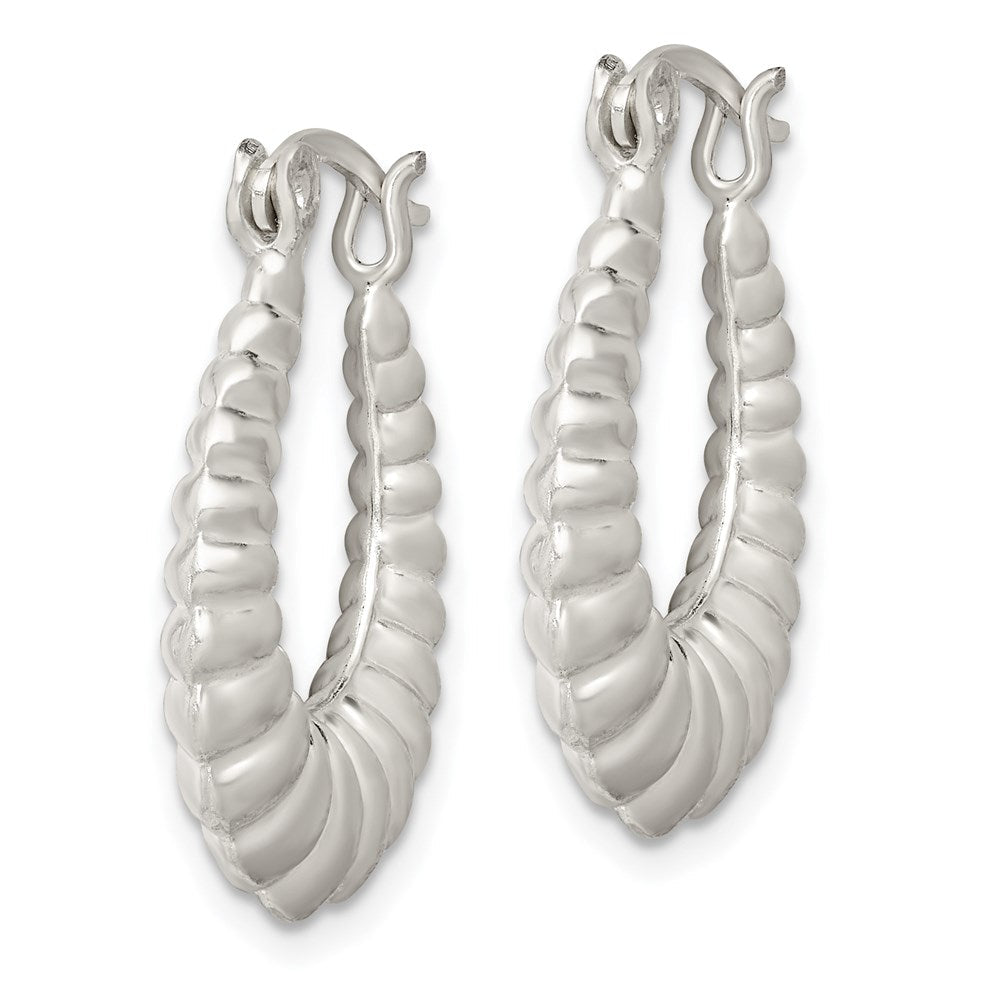 Sterlingsilber Poliert Shrimp Oval Creolen