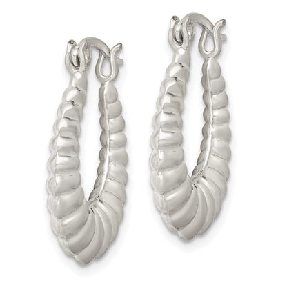 Sterlingsilber Poliert Shrimp Oval Creolen
