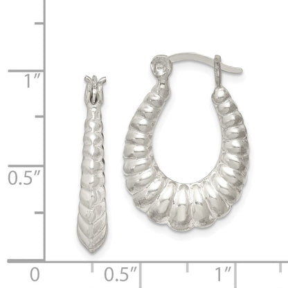 Sterlingsilber Poliert Shrimp Oval Creolen