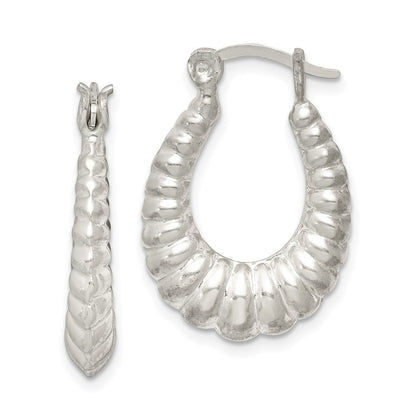 Sterlingsilber Poliert Shrimp Oval Creolen