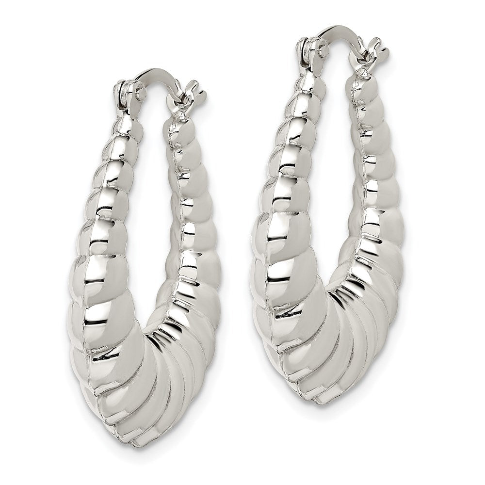 Sterlingsilber Rhodiniert Poliert Shrimp Oval Creolen
