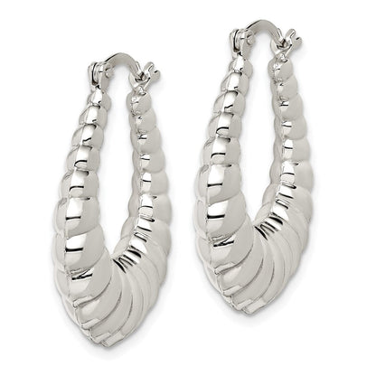 Sterlingsilber Rhodiniert Poliert Shrimp Oval Creolen