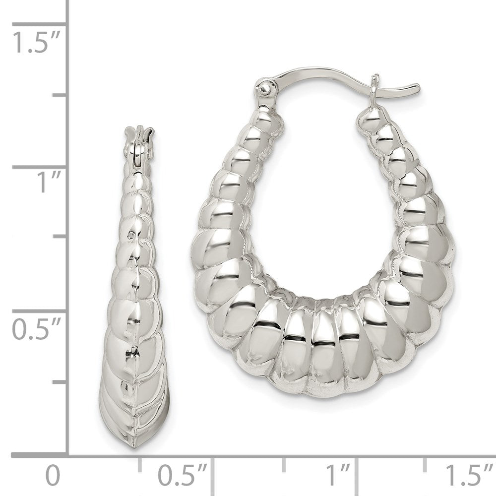 Sterlingsilber Rhodiniert Poliert Shrimp Oval Creolen